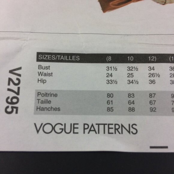 Vogue Pattern 2795 Long Jacket Skirt Top Pants Capris 8-12 Uncut May Be Petite - Picture 7 of 12